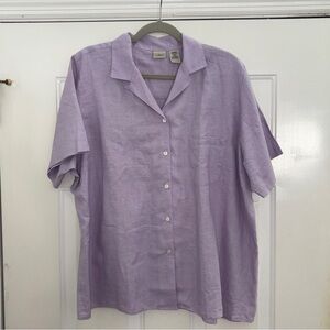 L.L. Bean 100% Washable Linen Short Sleeved Button Front Shirt 2X